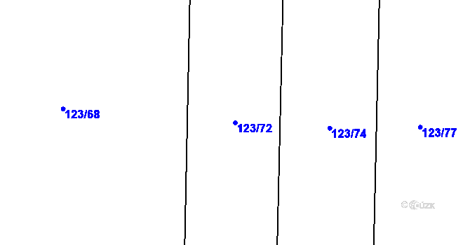 Parcela st. 123/72 v KÚ Horní Újezd u Třebíče, Katastrální mapa