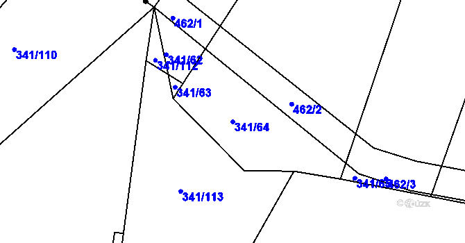 Parcela st. 341/64 v KÚ Horní Újezd u Třebíče, Katastrální mapa