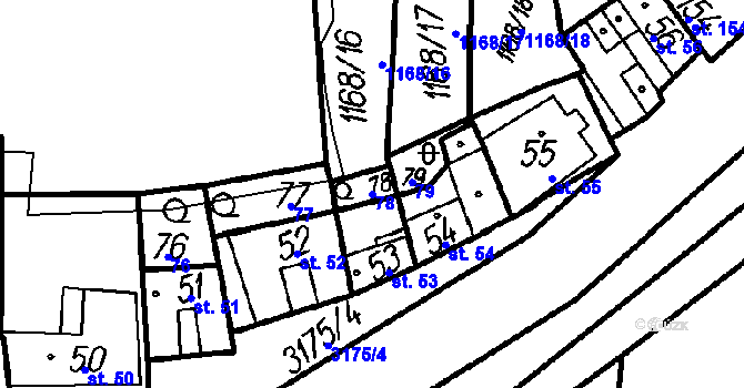 Parcela st. 78 v KÚ Horní Újezd, Katastrální mapa