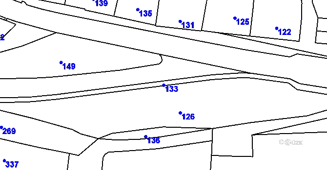 Parcela st. 133 v KÚ Horní Újezd, Katastrální mapa