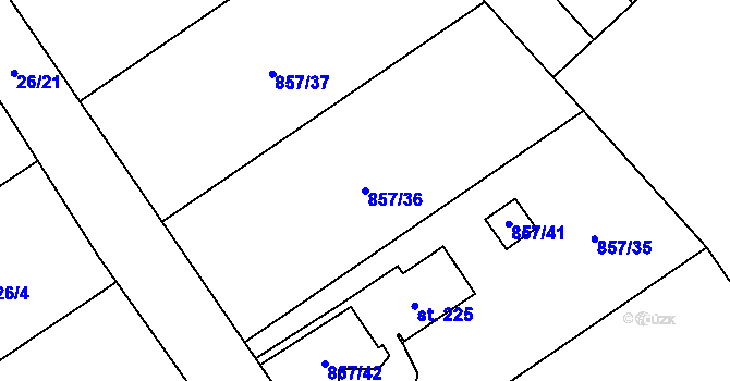 Parcela st. 857/36 v KÚ Horní Ves, Katastrální mapa