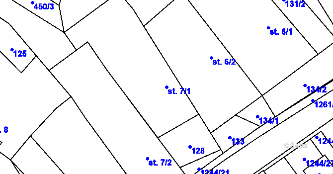 Parcela st. 7/1 v KÚ Horní Ves, Katastrální mapa
