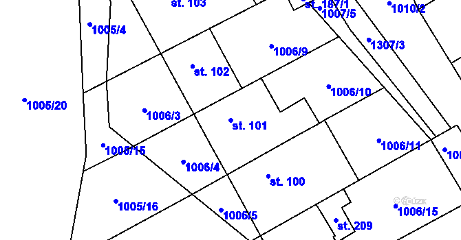 Parcela st. 101 v KÚ Horní Ves, Katastrální mapa