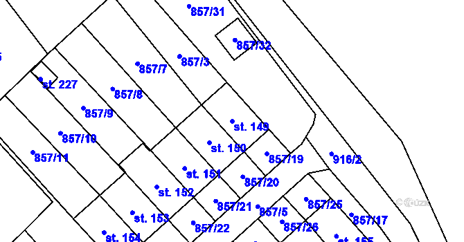 Parcela st. 149 v KÚ Horní Ves, Katastrální mapa