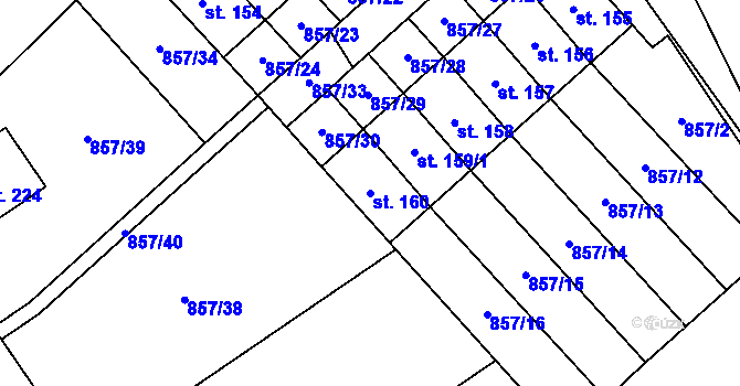 Parcela st. 160 v KÚ Horní Ves, Katastrální mapa