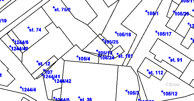 Parcela st. 105/13 v KÚ Horní Ves, Katastrální mapa