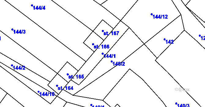 Parcela st. 144/1 v KÚ Horní Ves, Katastrální mapa