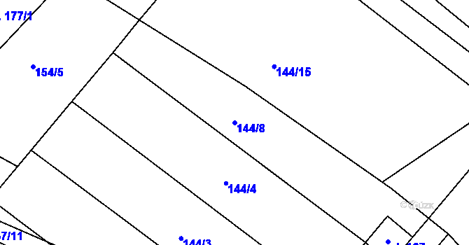 Parcela st. 144/8 v KÚ Horní Ves, Katastrální mapa