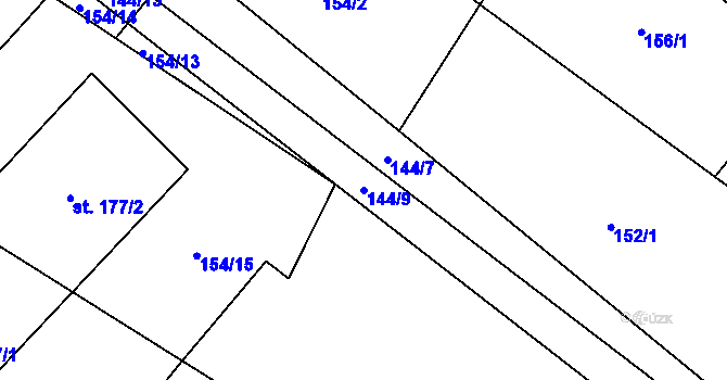 Parcela st. 144/9 v KÚ Horní Ves, Katastrální mapa