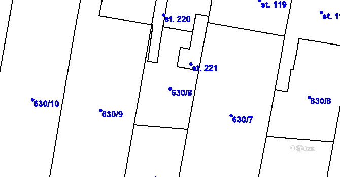 Parcela st. 630/8 v KÚ Horní Ves, Katastrální mapa