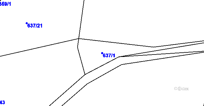Parcela st. 637/1 v KÚ Horní Ves, Katastrální mapa