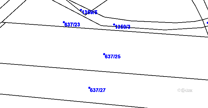 Parcela st. 637/25 v KÚ Horní Ves, Katastrální mapa