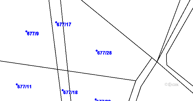 Parcela st. 677/28 v KÚ Horní Ves, Katastrální mapa