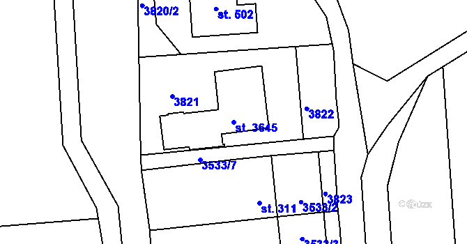 Parcela st. 3645 v KÚ Horní Věstonice, Katastrální mapa