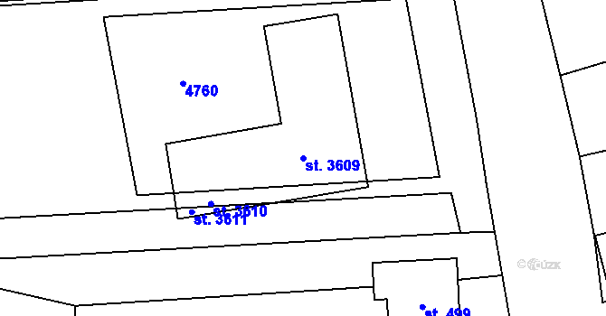 Parcela st. 3609 v KÚ Horní Věstonice, Katastrální mapa