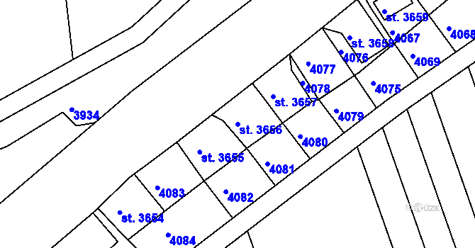 Parcela st. 3656 v KÚ Horní Věstonice, Katastrální mapa