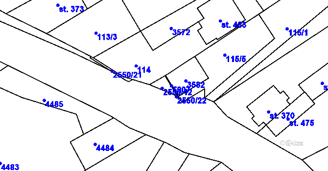 Parcela st. 2550/12 v KÚ Horní Věstonice, Katastrální mapa