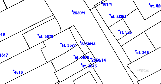 Parcela st. 2550/13 v KÚ Horní Věstonice, Katastrální mapa