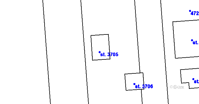 Parcela st. 3705 v KÚ Horní Věstonice, Katastrální mapa