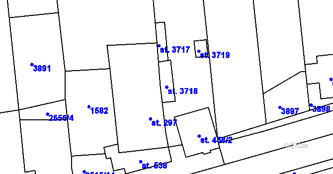 Parcela st. 3718 v KÚ Horní Věstonice, Katastrální mapa