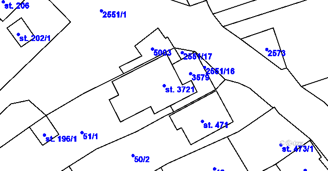 Parcela st. 3721 v KÚ Horní Věstonice, Katastrální mapa
