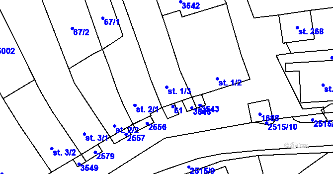 Parcela st. 1/3 v KÚ Horní Věstonice, Katastrální mapa