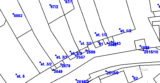 Parcela st. 2/1 v KÚ Horní Věstonice, Katastrální mapa