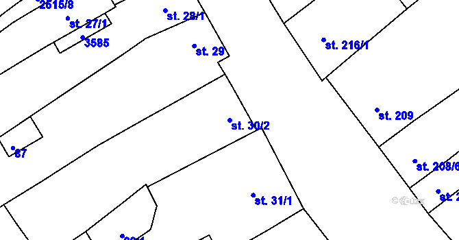 Parcela st. 30/2 v KÚ Horní Věstonice, Katastrální mapa