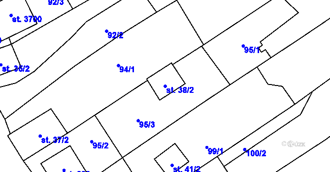 Parcela st. 38/2 v KÚ Horní Věstonice, Katastrální mapa