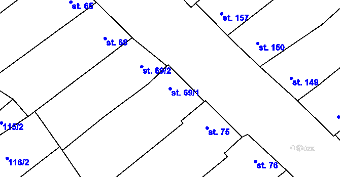 Parcela st. 69/1 v KÚ Horní Věstonice, Katastrální mapa