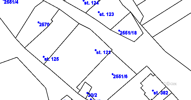 Parcela st. 121 v KÚ Horní Věstonice, Katastrální mapa