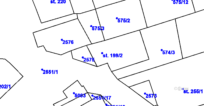 Parcela st. 199/2 v KÚ Horní Věstonice, Katastrální mapa