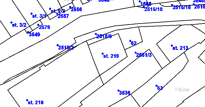 Parcela st. 219 v KÚ Horní Věstonice, Katastrální mapa