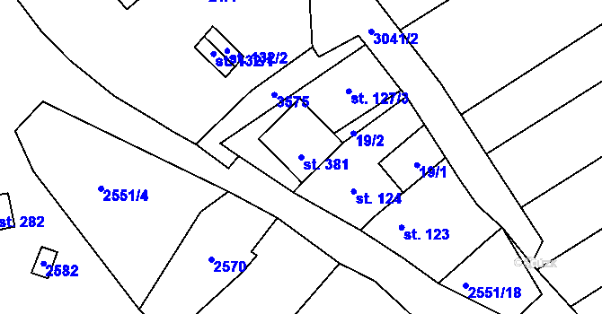 Parcela st. 381 v KÚ Horní Věstonice, Katastrální mapa