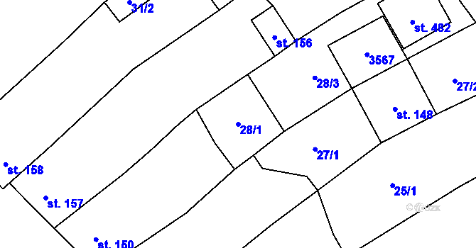 Parcela st. 28/1 v KÚ Horní Věstonice, Katastrální mapa
