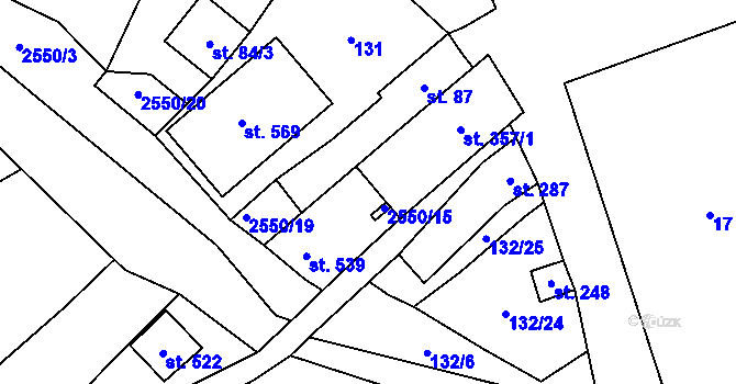 Parcela st. 2550/6 v KÚ Horní Věstonice, Katastrální mapa