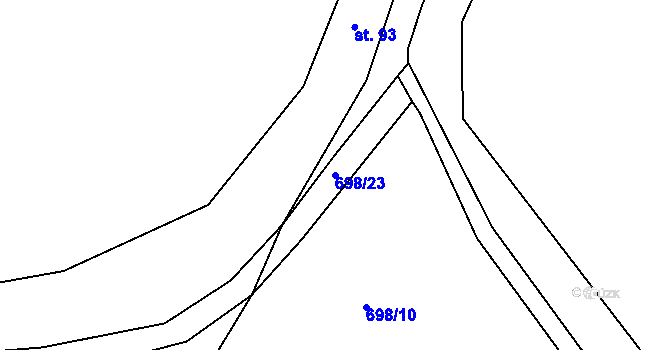 Parcela st. 698/23 v KÚ Horní Vilémovice, Katastrální mapa