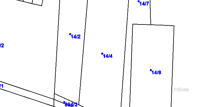 Parcela st. 14/4 v KÚ Horní Vilémovice, Katastrální mapa