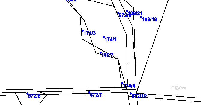Parcela st. 160/7 v KÚ Horní Vilémovice, Katastrální mapa