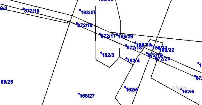 Parcela st. 162/3 v KÚ Horní Vilémovice, Katastrální mapa