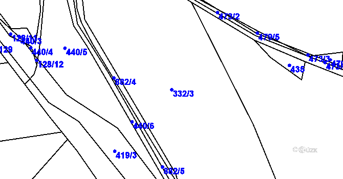 Parcela st. 332/3 v KÚ Horní Vilémovice, Katastrální mapa