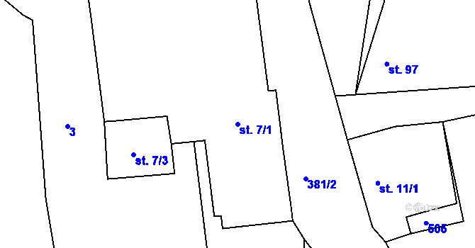 Parcela st. 7/1 v KÚ Horní Vltavice, Katastrální mapa