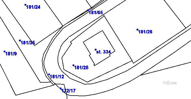Parcela st. 334 v KÚ Horní Vltavice, Katastrální mapa