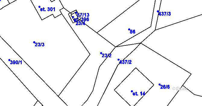 Parcela st. 23/2 v KÚ Horní Vltavice, Katastrální mapa