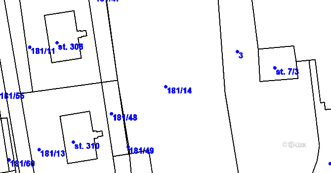 Parcela st. 181/14 v KÚ Horní Vltavice, Katastrální mapa
