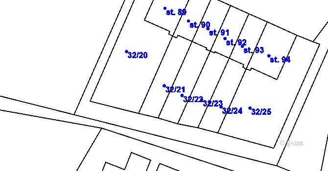 Parcela st. 32/21 v KÚ Kubova Huť, Katastrální mapa