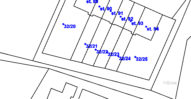 Parcela st. 32/22 v KÚ Kubova Huť, Katastrální mapa