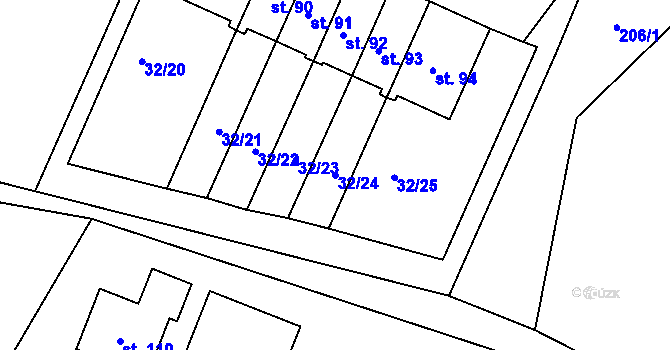 Parcela st. 32/24 v KÚ Kubova Huť, Katastrální mapa