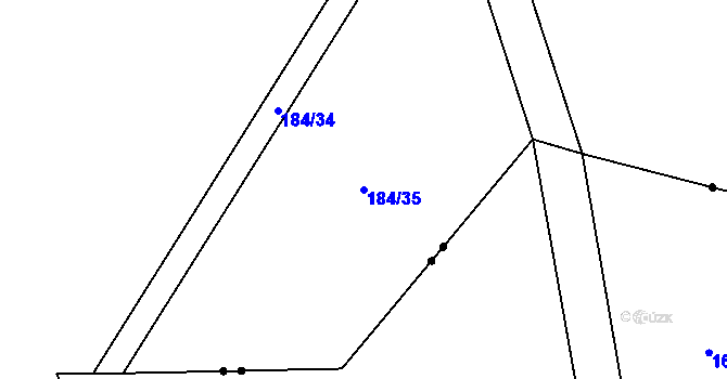 Parcela st. 184/35 v KÚ Račí, Katastrální mapa