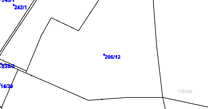 Parcela st. 206/12 v KÚ Březová Lada, Katastrální mapa